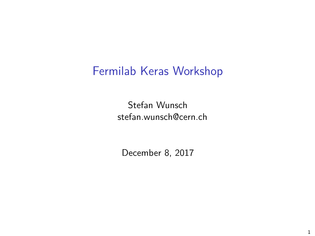 Fermilab Keras Workshop