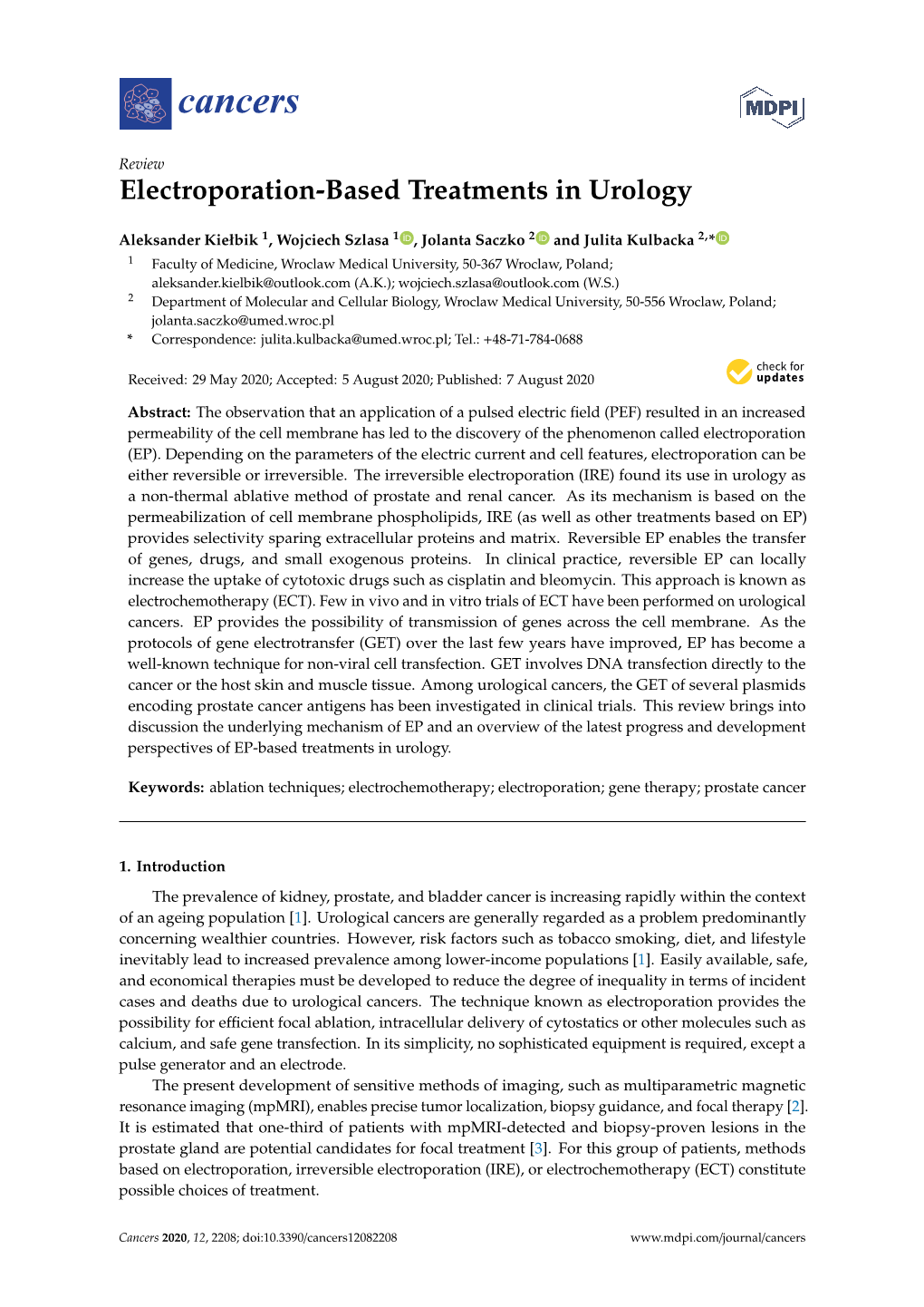 Electroporation-Based Treatments in Urology