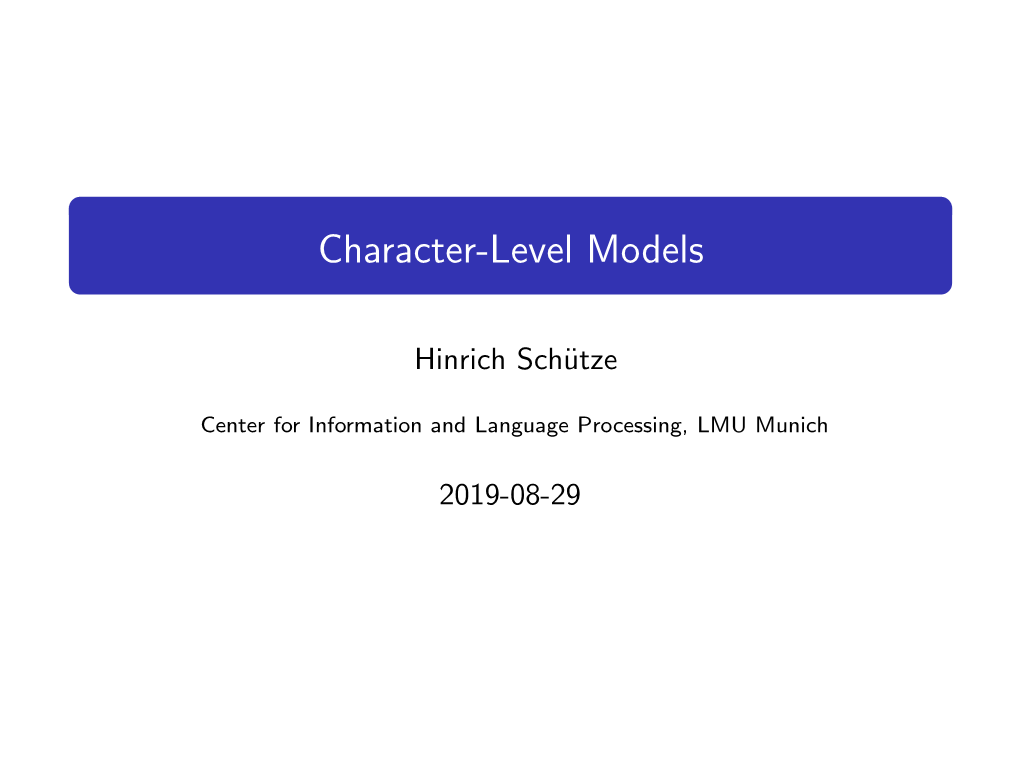 Character-Level Models