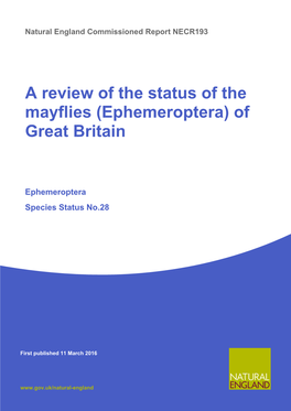 Ephemeroptera) of Great Britain