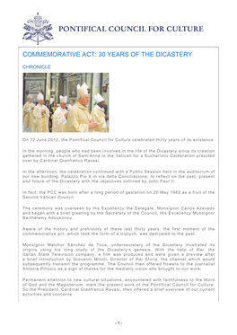 Commemorative Act: 30 Years of the Dicastery