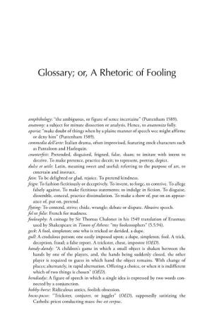 Glossary; Or, a Rhetoric of Fooling