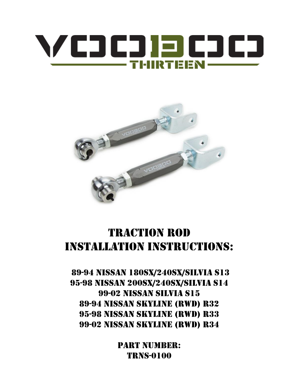 Traction ROD INSTALLATION INSTRUCTIONS