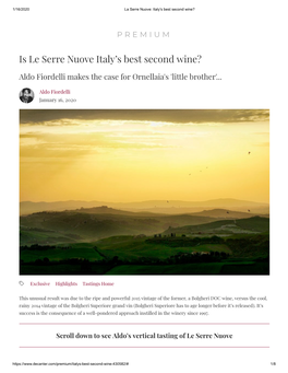 Is Le Serre Nuove Italy's Best Second Wine?