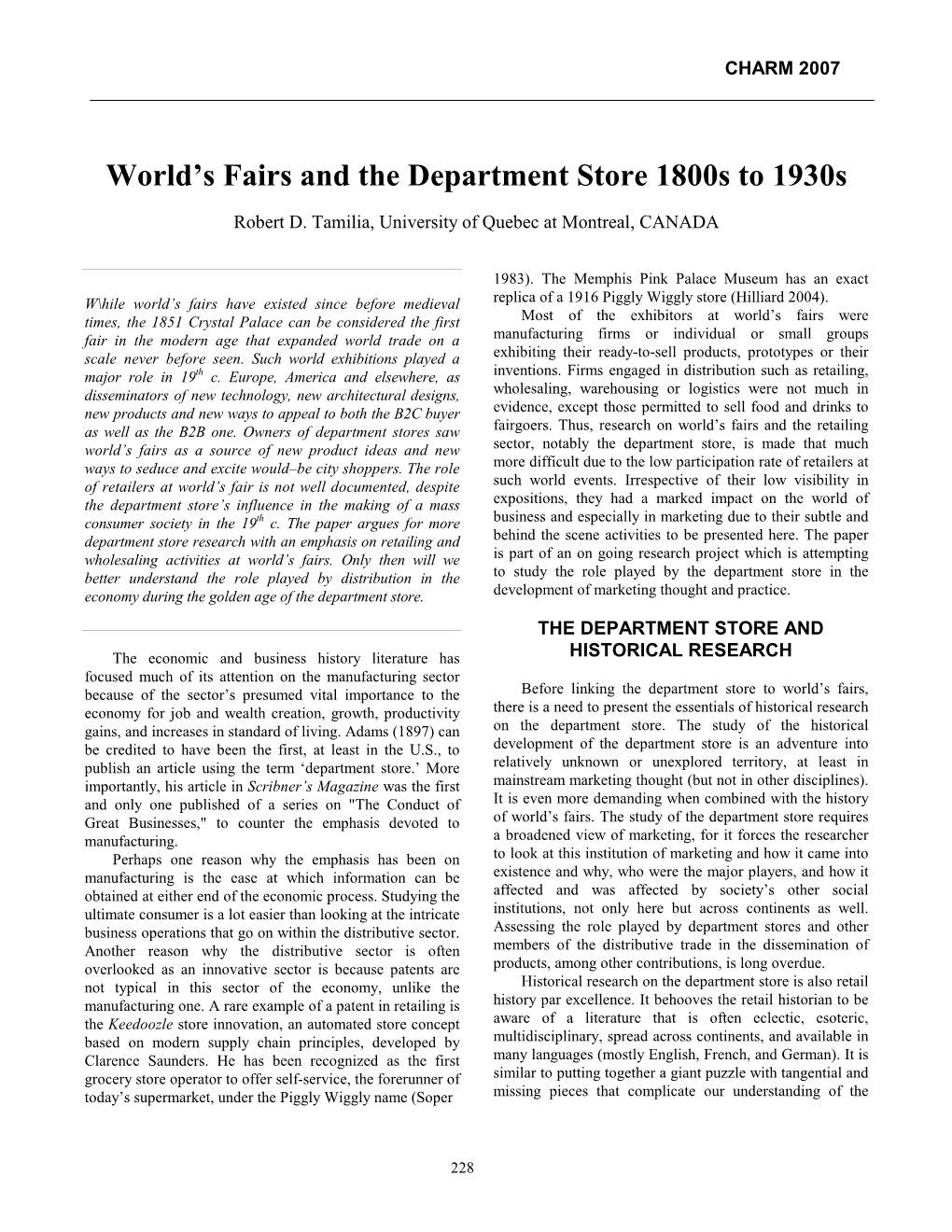 World's Fairs and the Department Store 1800S to 1930S