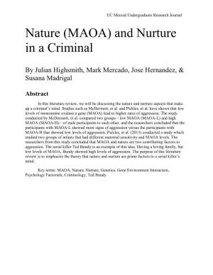 Nature (MAOA) and Nurture in a Criminal