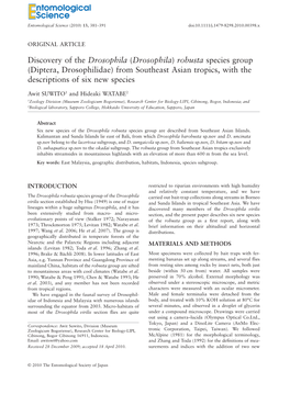 Drosophila (Drosophila) Robusta Species Group (Diptera, Drosophilidae) from Southeast Asian Tropics, with The