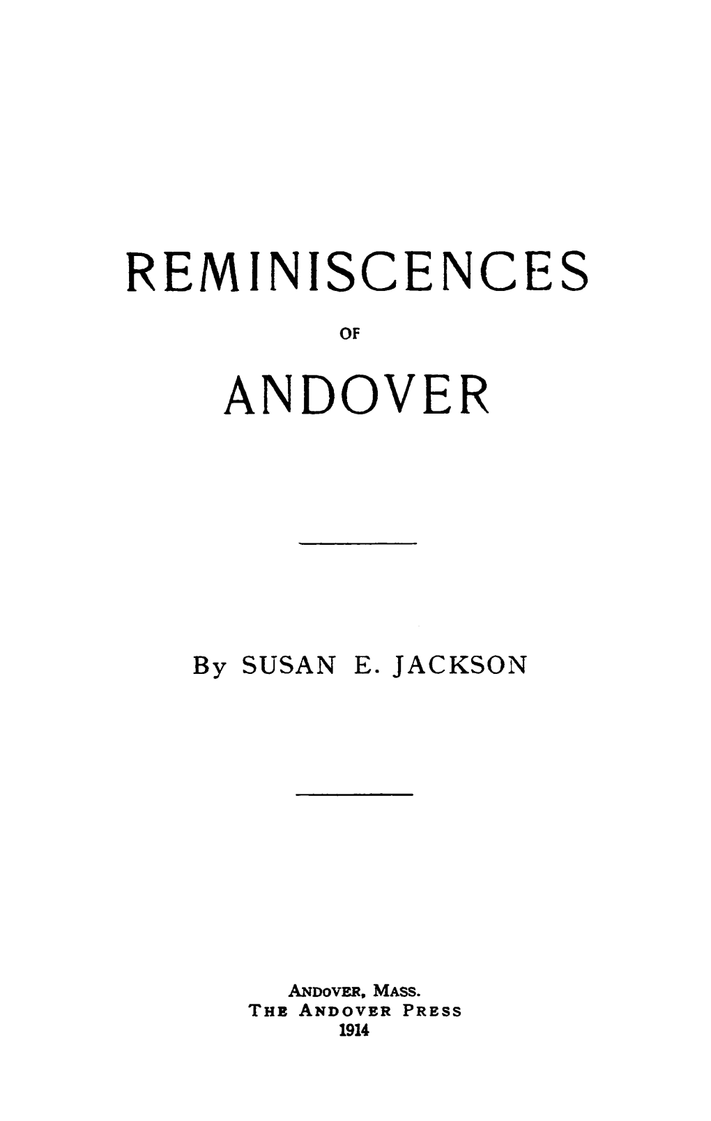 Reminiscences Andover