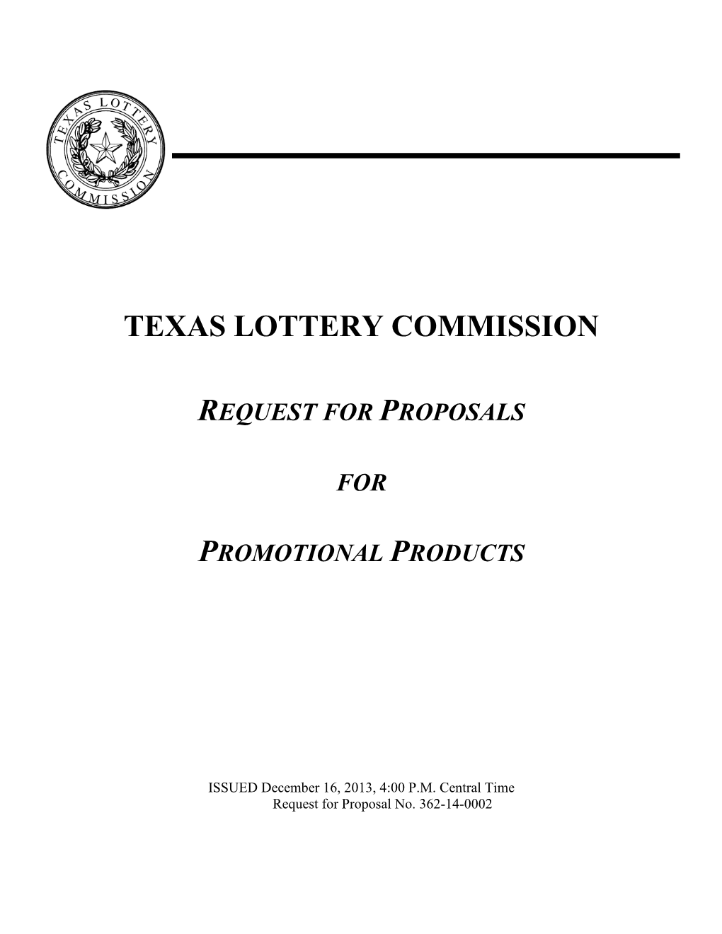 Texas Lottery Commission Request for Proposals