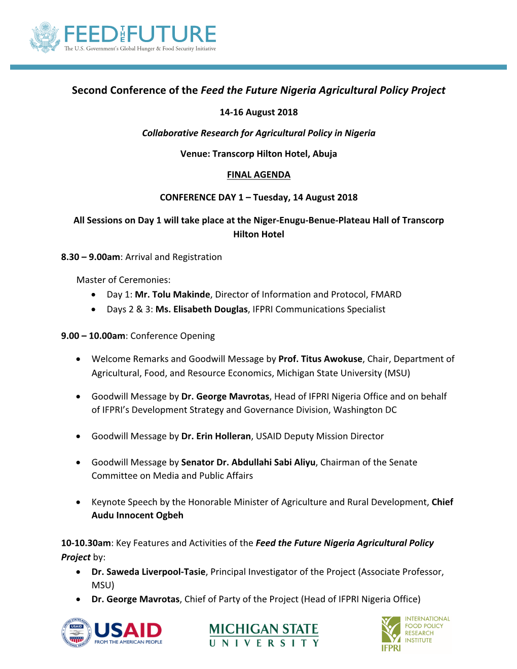 Second Conference of the Feed the Future Nigeria Agricultural Policy Project