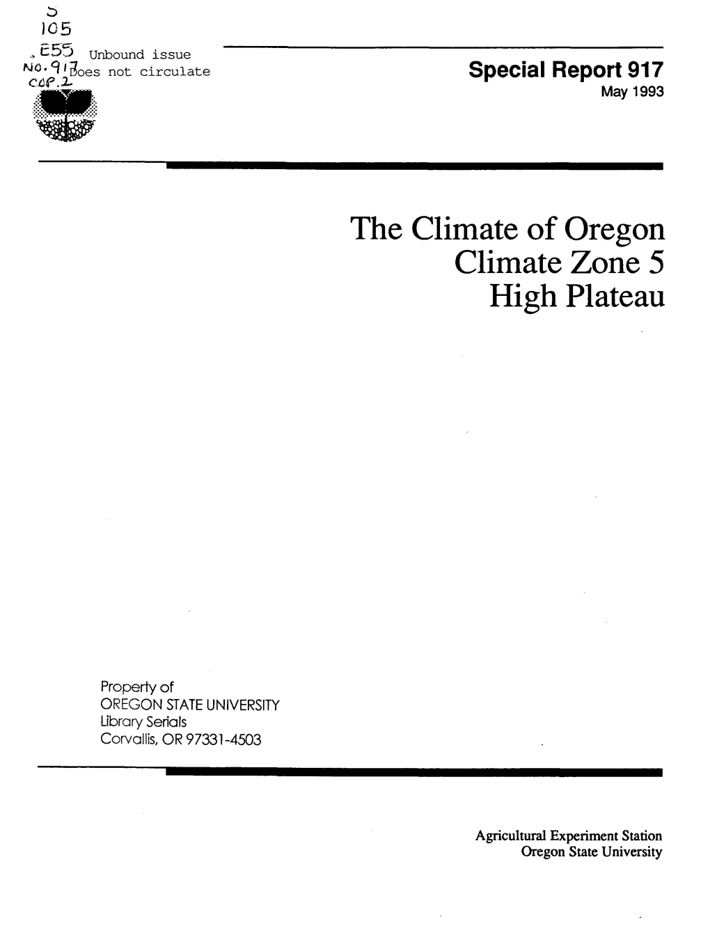 The Climate of Oregon Climate Zone 5 High Plateau