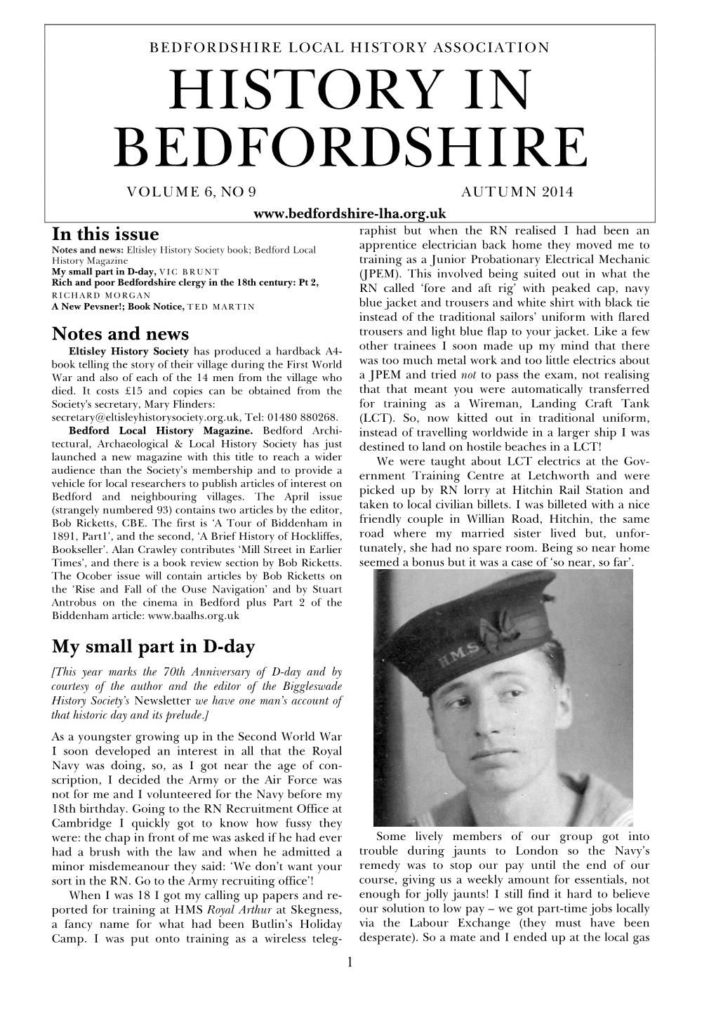 History in Bedfordshire Volume 6, No 9 Autumn 2014