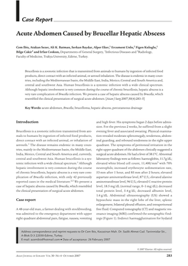 Case Report Acute Abdomen Caused by Brucellar Hepatic Abscess