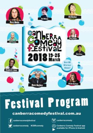 Festival Program Canberracomedyfestival.Com.Au