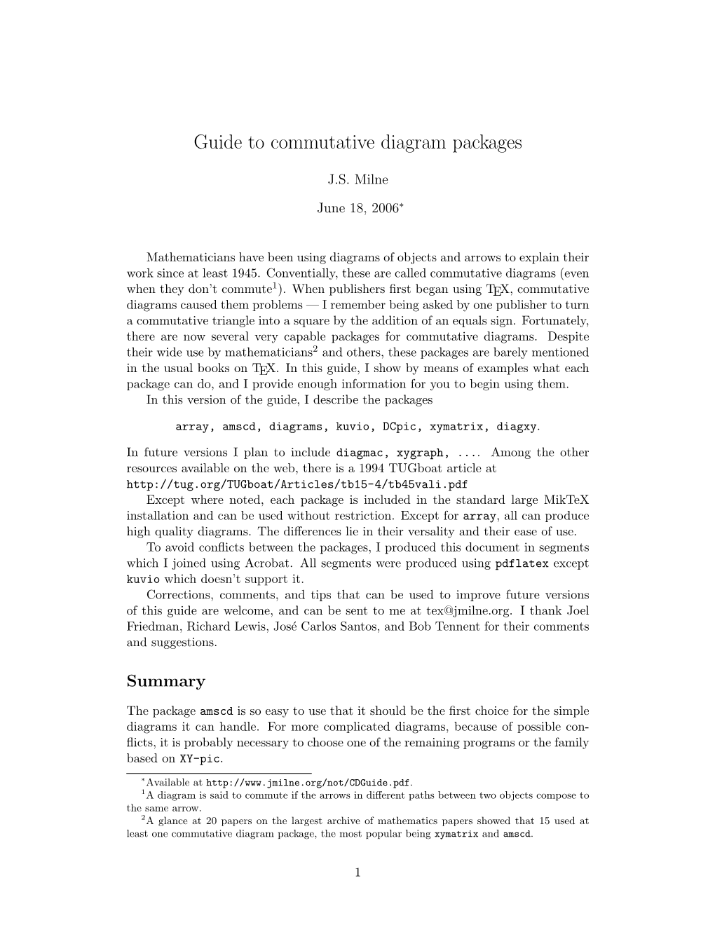 Guide to Commutative Diagram Packages DocsLib