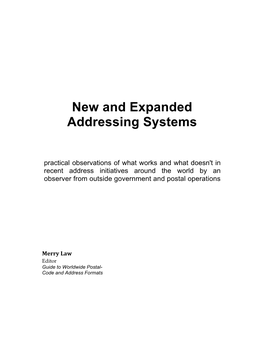 New and Expanded Addressing Systems