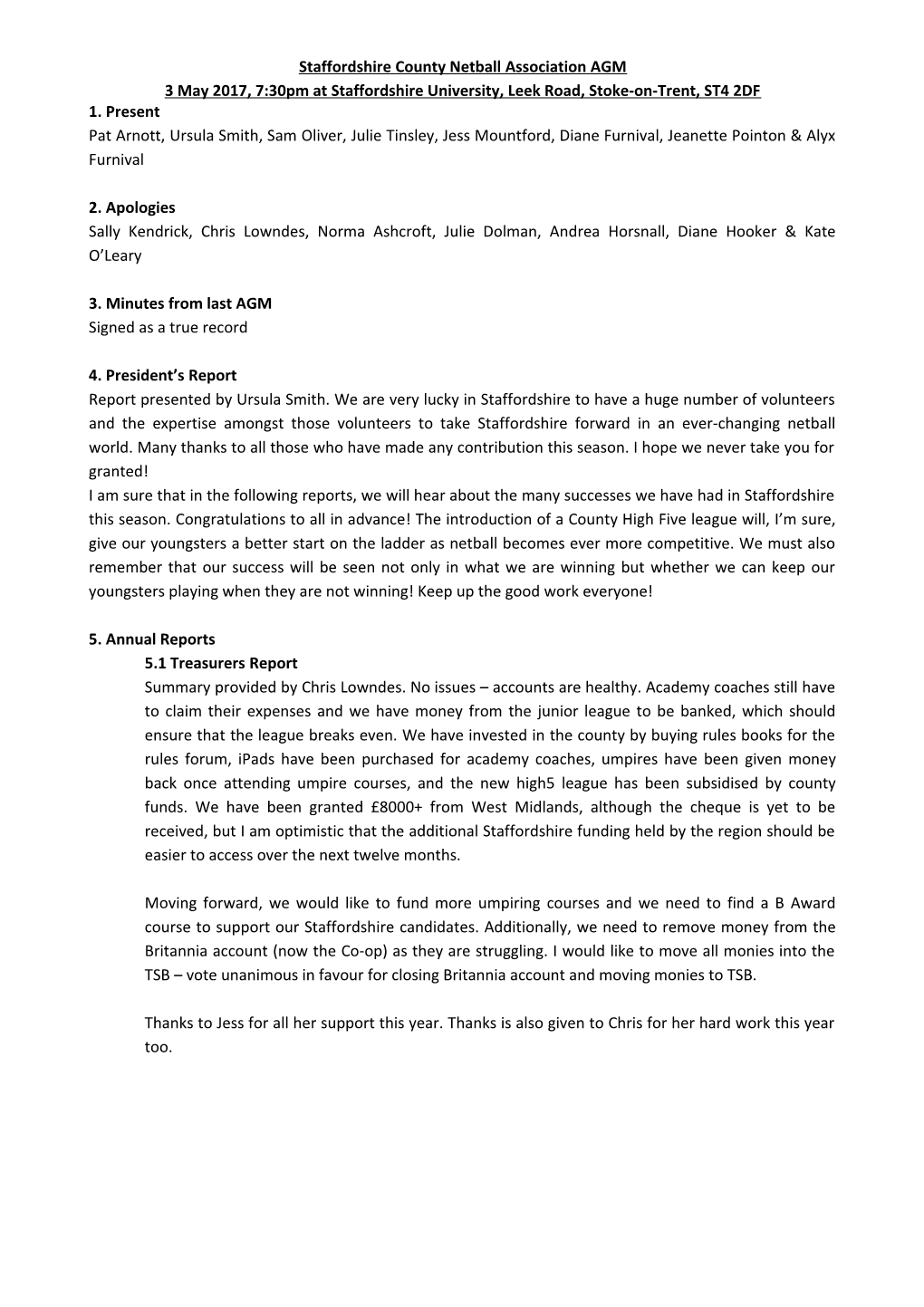 Staffordshire County Netball Association AGM s2