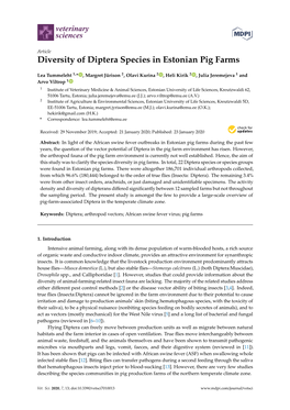 Diversity of Diptera Species in Estonian Pig Farms