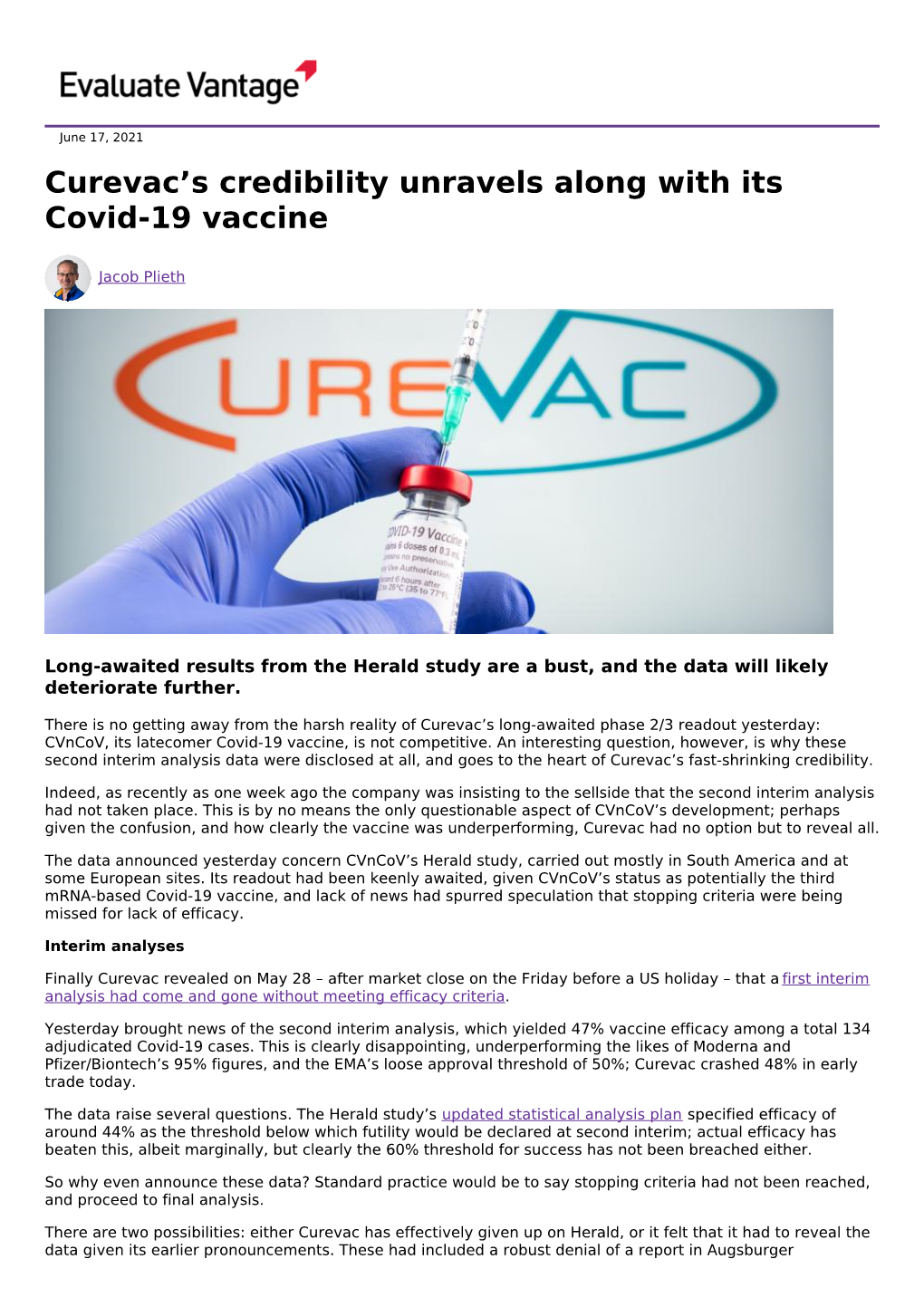 Curevac's Credibility Unravels Along with Its Covid-19 Vaccine