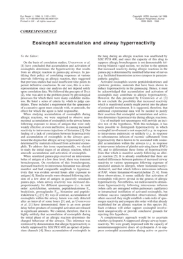Eosinophil Accumulation and Airway Hyperreactivity