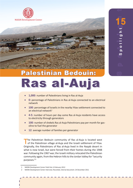 Ras Al-Aujaras Palestinian Bedouin: 2 1 Ras Al-Aujaras Purposes.” Community Again, from the Hebron Hills to the Jordan Valley for “Security War