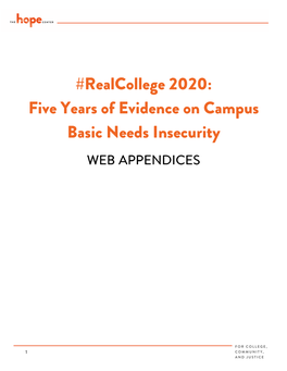 Realcollege 2020: Five Years of Evidence on Campus Basic Needs Insecurity WEB APPENDICES