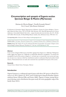 Circumscription and Synopsis of Eugenia Section Speciosae Bünger & Mazine (Myrtaceae)