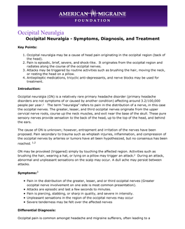 Occipital Neuralgia - Types of Headache/Migraine | American Migraine