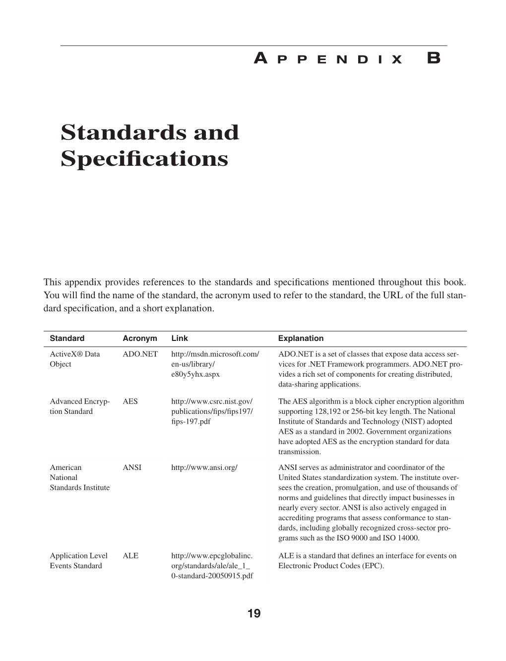 Standards and Specifications