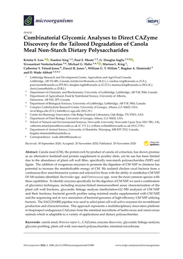 Combinatorial Glycomic Analyses to Direct Cazyme Discovery for the Tailored Degradation of Canola Meal Non-Starch Dietary Polysaccharides