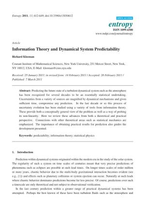 Information Theory and Dynamical System Predictability