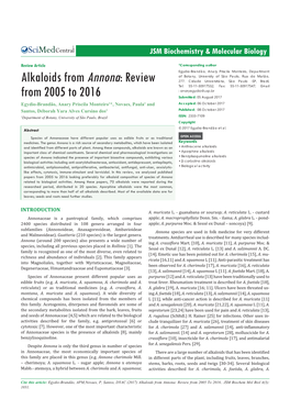 Alkaloids from Annona: Review from 2005 to 2017