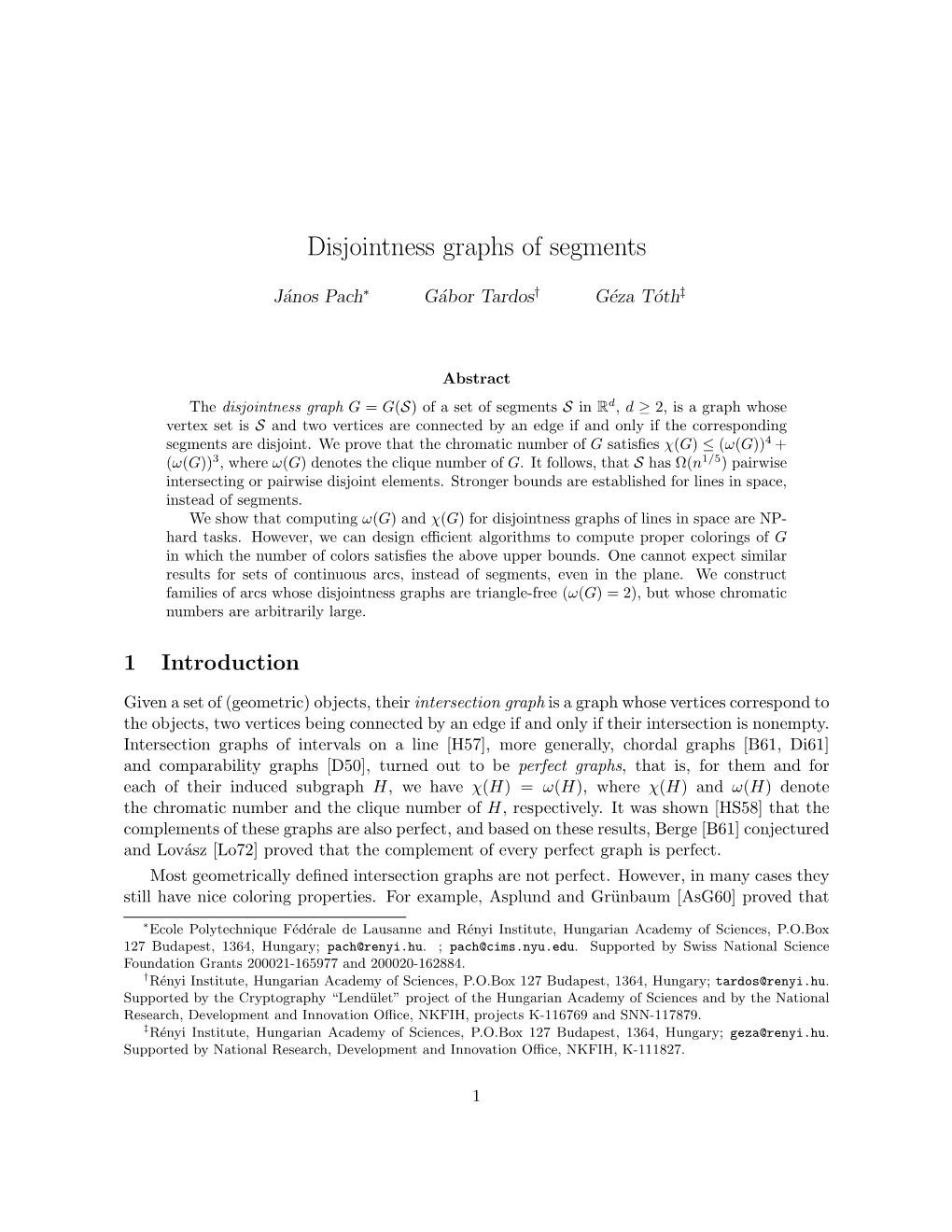 Disjointness Graphs of Segments