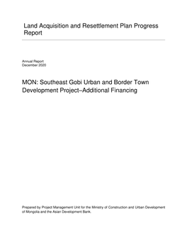 Land Acquisition and Resettlement Plan Progress Report MON