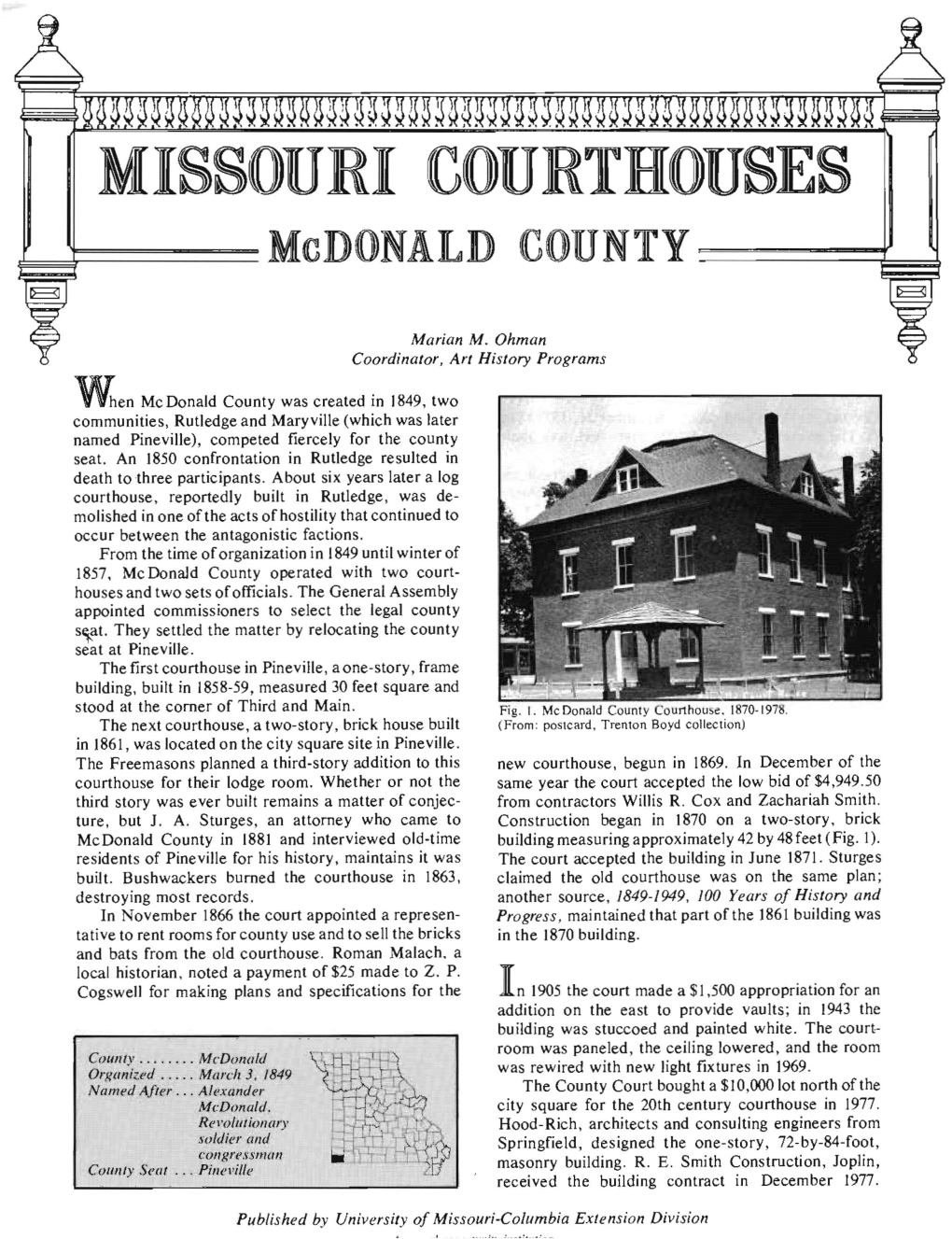 MISSOURI COURTHOUSES Mcdonald (C(())UNTY ~~~~