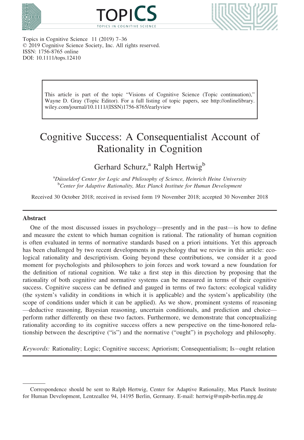 A Consequentialist Account of Rationality in Cognition