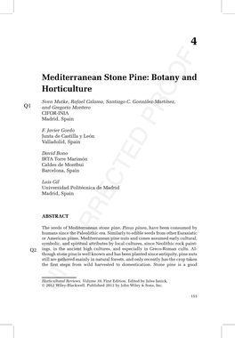 Mediterranean Stone Pine: Botany and Horticulture � Q1 Sven Mutke, Rafael Calama, Santiago C