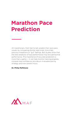 Marathon Pace Prediction