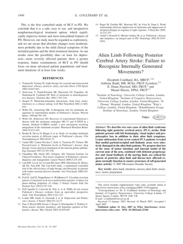 Alien Limb Following Posterior Cerebral Artery Stroke 1499