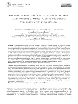 Modelado De Nicho Ecológico De Las Especies Del Género Abies (Pinaceae) En México: Algunas Implicaciones Taxonómicas Y Para La Conservación