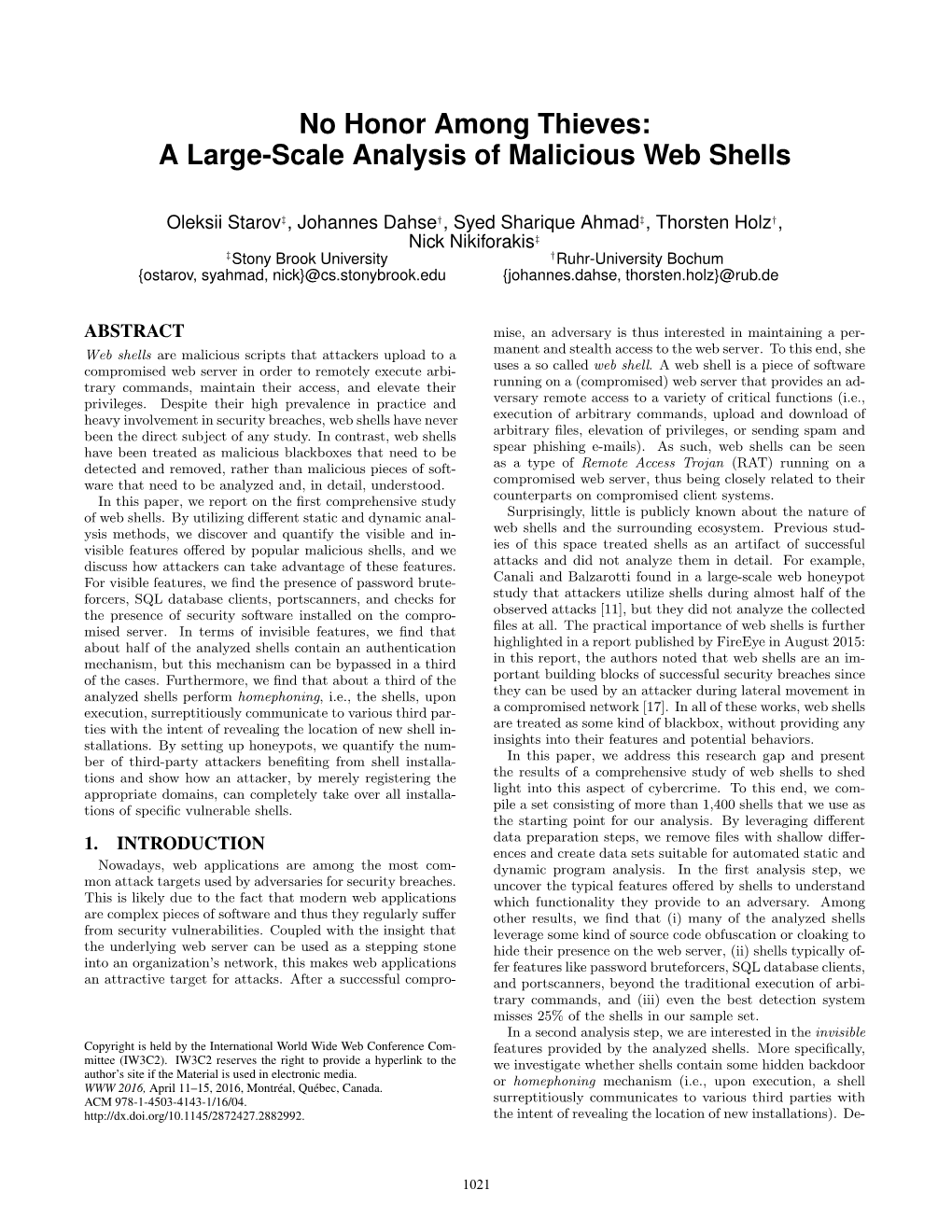 A Large-Scale Analysis of Malicious Web Shells
