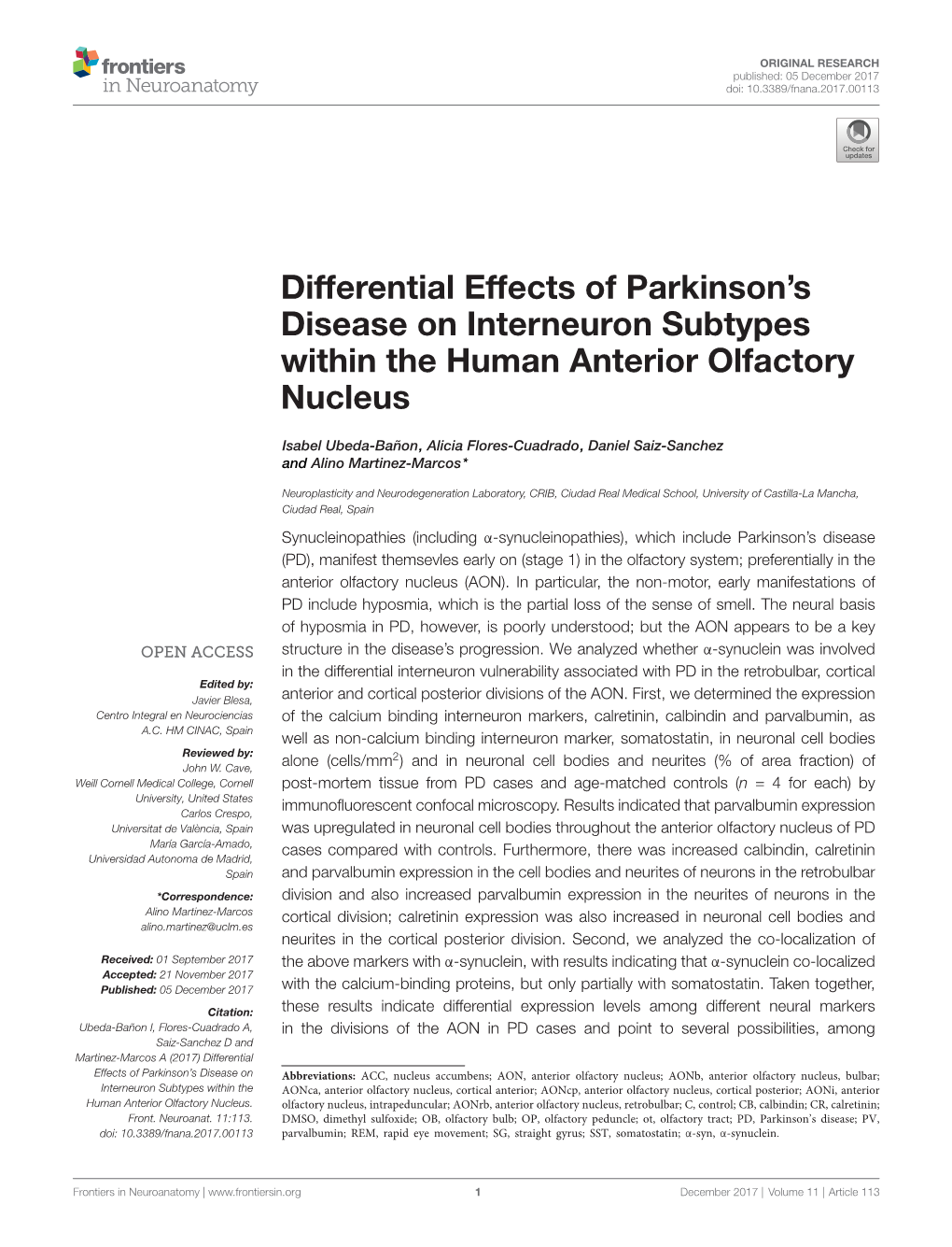 Differential Effects of Parkinson's Disease on Interneuron Subtypes