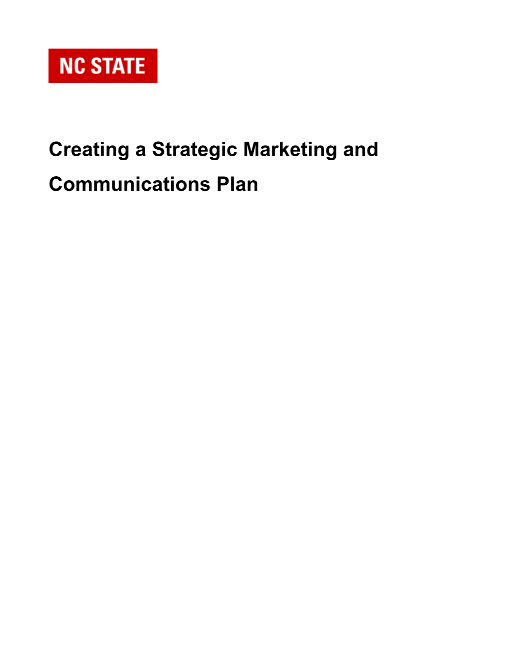 Creating a Strategic Marketing and Communications Plan