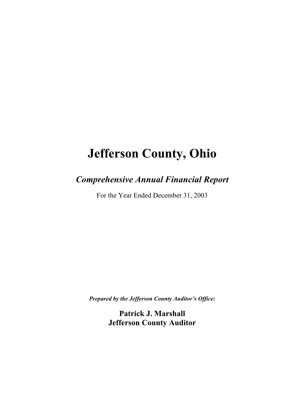 2003 Annual Financial Report Save Alt