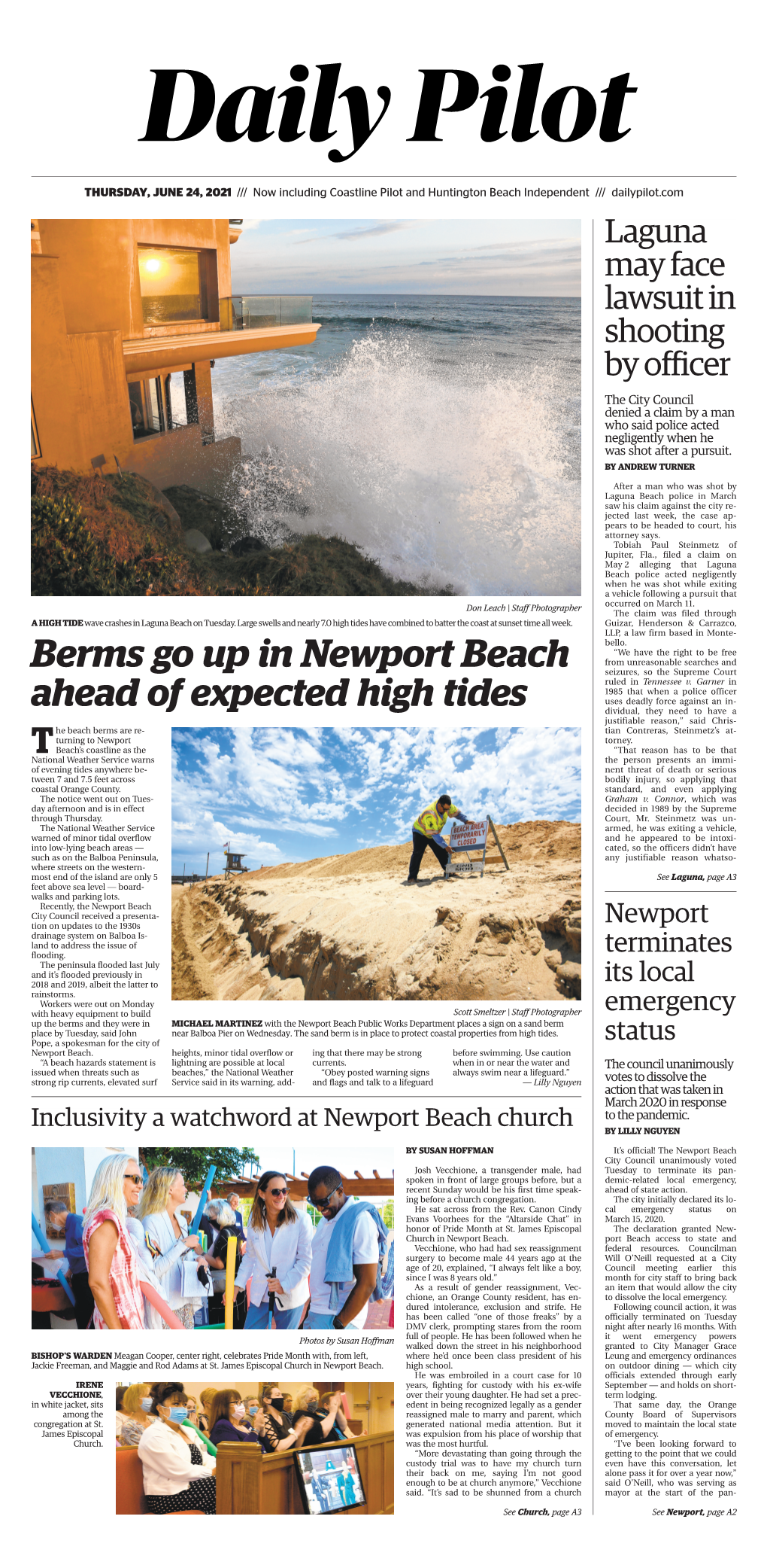 Berms Go up in Newport Beach Ahead of Expected High Tides