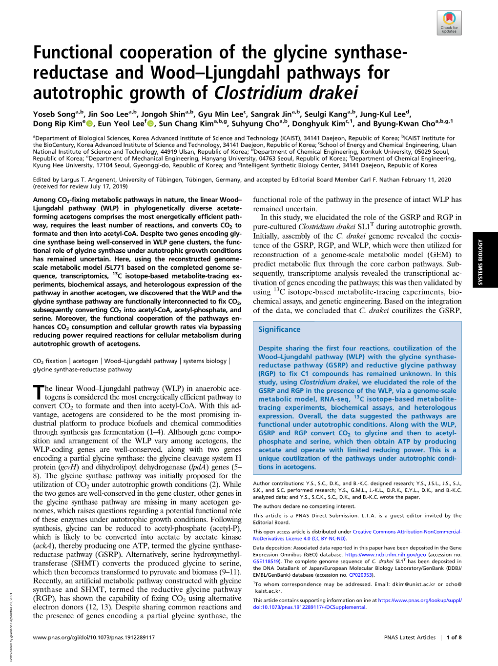 Functional Cooperation of the Glycine Synthase-Reductase And