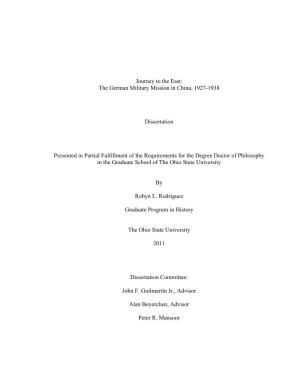 The German Military Mission in China, 1927-1938 Dissertation