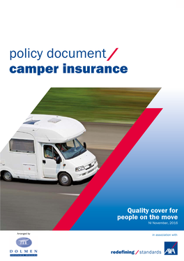 Policy Document Camper Insurance