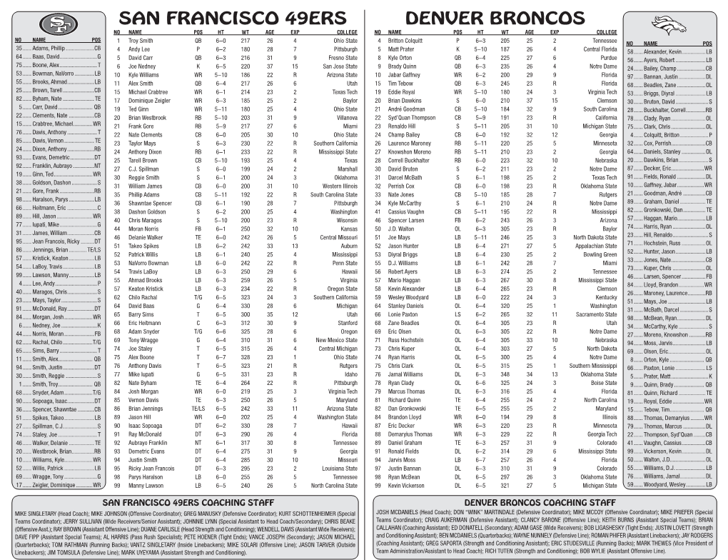 Denver Broncos San Francisco 49Ers