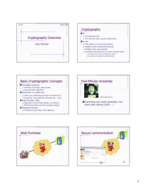 Cryptography Overview Cryptography Basic Cryptographic Concepts Five